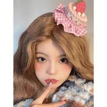 1pc Cute Plaid Strawberry Cake Hair Clip, Fabric Ornament For Birthday Party, Photo Shoot, Pink Hair Clips, Hair Clips Claw, Clips Hair, Pink Accessories, Hair Claws, Hair Slide, Hair Barrettes - 粉色 - 查看 11