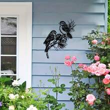 Hello Young Decor de perete metalic vintage cu colibri și lotus, negru elegant. Meșteșug delicat din fier, model floral, perfect pentru decorarea casei sau a biroului. Cadou ideal de Crăciun în stil retro, potrivit pentru decorarea camerei în interior și în exterior. - Multicolor - Vizualizare 4