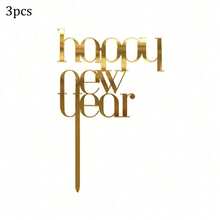 1pc/3pcs/6pcs Hello 2026 Gold Black Acrylic Cake Topper For Happy New Year Merry Christmas Party Cake Decoration Supplies