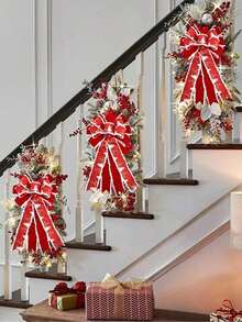 1/4 件装圣诞红色蝴蝶结，多耳圣诞树装饰丝带蝴蝶结吊坠，节日派对氛围装饰道具，家居生活用品，圣诞装饰用品，圣诞树装饰，圣诞派对圣诞氛围装饰道具，圣诞装饰，圣诞礼物，圣诞装饰，房间装饰，家居装饰，冬季圣诞装饰，家居圣诞礼物，圣诞装饰