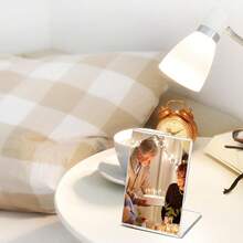 12pcs L-Shaped Acrylic Photo Frame Tilted Back Transparent Plastic Desktop Photo Frame, Clear Acrylic Stand For Desktop Display - Clear - View 4