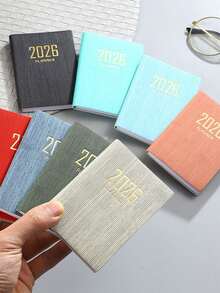 1pc 2026 British Style Calendar Notebook, Slim Weekly Planner, 365 Days Schedule Annual Calendar, Mini Portable Pocket Diary, Faux Leather Small Notepad, School Supplies,Back To School - Multicolor - View 4