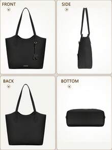 NEWHEY حقيبة يد نسائية من جلد البولي يوريثان، حقيبة عمل كبيرة السعة مع سحاب، حقيبة كتف