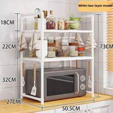 1pc Kitchen Shelf, Oven Microwave Rack, Single/Double Layer Spice Rack, Countertop Storage Shelf - Multicolor - View 11