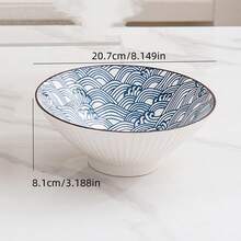 1pc Ceramic Simple Blue Japanese Style Bowl, 4.5", 6", Or 8" Size, Japanese, Nordic, Bohemian Style Simple High-End Blue/Light Colored Tableware Bowl Set, Multiple Sizes And Patterns Available