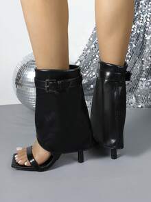 Women's Elegant Strap High Heel Sandals, Suitable For Commuting - Black - View 7