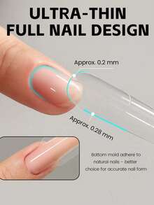 240 piezas Formas de uñas duales de sándwich originales en forma de almendra con líneas guía de 15 tamaños, molde superior e inferior para extensiones de uñas de gel constructor - transparente - Ver 7