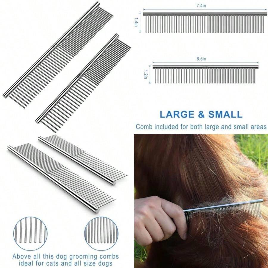 CWXZSTM Peine de Metal para Perros aguja de Acero inoxidable mascota perro gato Pin peine cepillo para polvo de pelo peine de pulgas Perros accesorios para mascotas aseo de mascotas tamaño 2 unidades Lilpep(default) - Multicolor - Ver 1