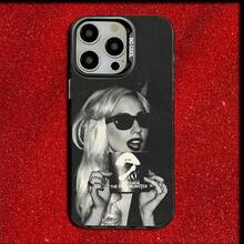 Funda de Teléfono Singer L-Lady  Mayhem para 17,16,15,14,13,12,11,Pro,MAX, Cubierta Negra de Silicona Mate Gris - z2 - Ver 12