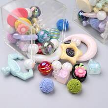 Bộ 10/20/30 hạt Acrylic rực rỡ, phối ngẫu nhiên các hình búp bê, ngôi sao, mặt trăng, lọ nước hoa, hạt tròn chạm khắc, thích hợp làm vòng tay, vòng cổ, móc khóa, mặt điện thoại, phụ kiện túi xách, đồ thủ công - Nhiều màu - Xem 5