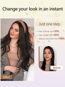 22-Inch Long Clip-In Hair Extension With Slightly Curled Ends, Made Of Synthetic Fiber, Suitable For Women's Everyday Wear. - Multicolor - View 4
