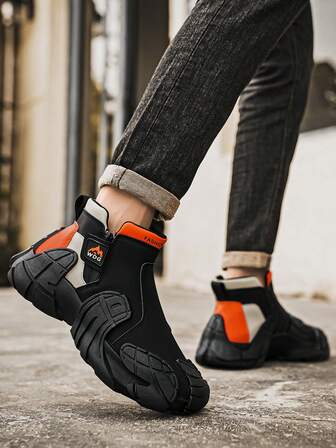 4-Season Side Zipper Chunky Sneakers, Outdoor Casual Sports Shoes, Fashion Casual Versatile Retro Thick Sole Patchwork Men Shoes