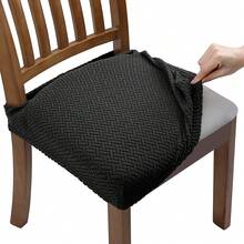 1pc Chair Cover, Solid Color Jacquard High Elastic Chair Seat Cover, Soft & Comfortable, Removable Anti-Slip Adjustable Dust-Proof, Suitable For Dining Chairs, Office And Home Decor, Dining Chair Cover, Chair Seat Cover, Kitchen Chair Cover - Multicolor - View 14