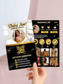 Customized Personalized Hair, Eyelash, Beauty Business Cards, 200/500/1000pcs, Double-Sided QR Code Social Media Contact Cards, Customized Photo & Text Business Card Template Design ,For Family, Lash Tech Supplies - Multicolor - View 44