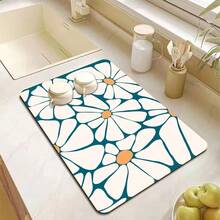 Almohadilla de drenaje absorbente de arte Floral abstracto, esteras de cocina, estera de secado de platos, mantel individual antideslizante para vajilla, suministros de cocina, decoración - 1 - Ver 6