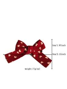 2个/套 新款红色蝴蝶结发夹，布艺发饰发卡，女士日常发饰发夹 - 彩色 - 查看 4