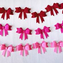 1 PIEZA Guirnalda de lazo en degradado rosa y rojo 3D, decoración colgante de fieltro hecho a mano, cinta de lazo duradera y reutilizable de fácil colocación, perfecta para el Día de San Valentín, fiesta de cumpleaños de niña, fiesta con tema de princesa, boda, ducha nupcial, ideal para decoración de dormitorio, guardería, chimenea, pared, con un ambiente romántico y lindo, suministros festivos para decoración del hogar y fiestas interiores