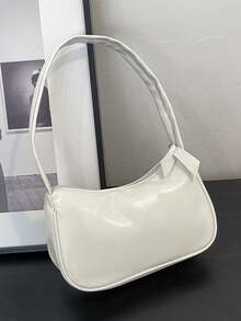 Bolso de hombro de unicolor con forma de nube de color caramelo, bolso de sobaco lindo, kawaii - Blanco - Ver 7