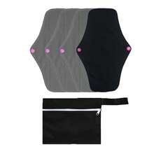 Absorvente menstrual noturno de pano reutilizável e lavável com mini bolsa impermeável (preto)