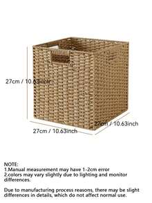 Handwoven Paper Rope Foldable Storage Baskets, Square Laundry Bin With Handles For Dirty Clothes, Underwear, Toys, And Snacks Bohemian Style Handwoven Paper Rope Storage Basket, Foldable Organizer For Shelves, Decorative Multi-Purpose Basket, Non-Waterproof, For Clothing, Snacks, Toys, Wooden Material, Window View Design, Shelf Baskets