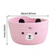 1pc Handmade Woven Teddy Bear Storage Basket, Cartoon Cute Desktop Organizer Basket