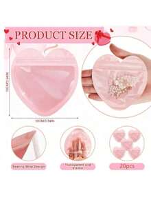 100 st hjärtformade PVC-smyckespåsar, återförslutningsbara genomskinliga påsar, lämpliga för smycken, snacks, företag, bröllop, födelsedag, fest och andra tillfällen - Multifärgad - Visa 3