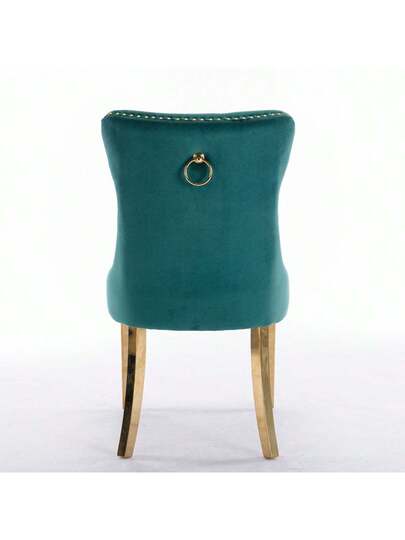 Furniture, Nikki Moderne Collection, High End Upholstered Solid Wood Contemporary Dining Stoel Chrome Stainless Steel Legs Nail Ornament, Set Of 2, Grijs Chrome, DE1701GY view 6