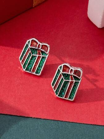 زوج من أقراط عيد الميلاد، أقراط هدية عيد الميلاد الأنيقة والبسيطة