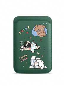 1pc Korean Cute White Line Dog Upgraded Magnetic Wallet Protective Case, Compatible With IPhone 17, 16 Pro, 13, 14, 12, 15 Plus Card Holder Stand Puppy Cover (Phone Case Not Included) - Multicolor - View 5