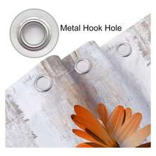 Rustic Farmhouse Shower Curtain, Farm Orange Daisy Floral Fall Flowers And Butterfly On Country Wooden Autumn Shower Curtain For Bathroom, Yellow Grey Gray Red Gold Curtain With 12PCS Hooks, 70X75IN - 多色584 - 查看 5