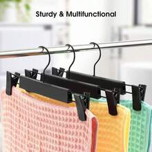 GUANJUNE Clothes Pants Hangers, Space-Saving Skirt Holders With 360 ° Swivel Hooks, Adjustable Clips, Trouser Hangers, Clothes Coat Garment Jeans Hangers (30 Pack, Black) - ColorA - 查看 6