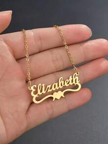 1件定制名字项链，多种款式可选，个性化不锈钢首饰，心形皇冠吊坠，时尚礼物，适合作为母亲节或圣诞节礼物，配饰。 - 彩色 - 查看 3