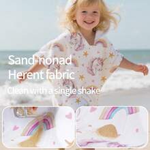 1PC Children's Fleece Bathrobe With Hood,Baby Hooded Towel,Kids Bath/Pool/Beach Hooded Towel.Swimming Pool Towel, Bath Towel