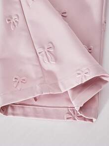 时尚甜美休闲简约3D立体蝴蝶结装饰阔腿裤，粉色，适合春秋季户外、派对、校园及日常穿着。 - 粉色 - 查看 8