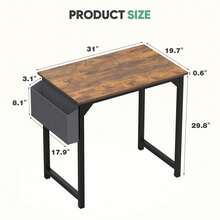 Sweetcrispy Computer Small Desk, Office 32 Inch Writing Work Study Kids Student Teacher Home Bedroom Table With Metal Frame Wood Tabletop - Rust Brown - View 2