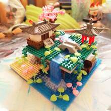 2180pcs Peach Pool Model Micro Particle Building Blocks Puzzle Education Birthday Gifts Home Decoration