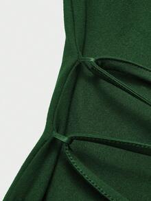 Elegant Waist-Cinching Sleeveless High-Quality Fitted Mid-Length Dress, Elegant Camisole Square Neck Solid Color A-Line Waist Maxi Dress For Women Spring - Green - View 10