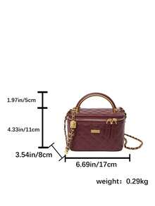 New Minimalist Handheld Box Bag, Shoulder & Crossbody Bag - Burgundy - View 3