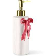 Hanade Ceramic Bow Soap Pump Dispenser Hand Lotion Liquid Dispenser Refillable For Kitchen And Bathroom Drative (Ribbon Red),27473223 - Red and White - View 5