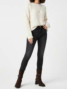 Maillard Brown High Heel Boots, Slimming, Stylish, High-End, Retro Square Toe Ankle Boots For Women, Chunky Heel, Autumn/Winter - Brown - View 3