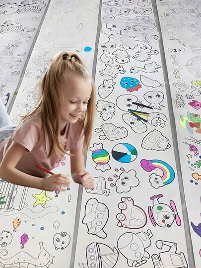 300cm Graffiti Painting Roll With Assorted Themes, Suitable For Children's Coloring And Drawing, Coloring Roll, Coloring, Coloring, Halloween, Watercolor, Coloring, Christmas Gift, Coloring, Christmas Gift