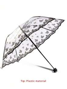 مظلة شفافة قابلة للطي من مادة البي في سي بإطار موجي عتيق - مظلة مطر قابلة للطي شفافة ثلاثية الطي - مناسبة للتصوير الفوتوغرافي والسفر والأميرات، متعددة الألوان، مناسبة لعيد الحب للرجال والنساء، للاستخدام في الصيف والشاطئ والسفر والربيع، هدايا لوصيفات العروس، ديكور الغرفة والشقة - وردي - مشاهدة 15