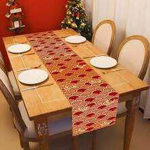 1 件农历新年桌旗 - 红金相间中国新年餐桌装饰，涤纶长方形横幅，适用于春节庆祝活动、家居装饰和节日礼物 - 彩色 - 查看 6