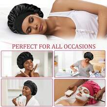 2 Piezas/1 Pieza Gorro de seda para dormir, gorros de satén, gorro de dormir de seda con banda elástica suave, envoltura de cabello de seda para cabello rizado