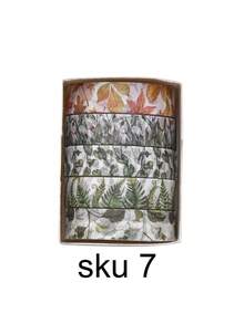 5 Rolls/Box Vintage Plant And Flower Patterned Washi Tape, Various Exquisite Pattern Design Masking Tapes, Used For Art Supplies, Diary DIY Handbook Decoration