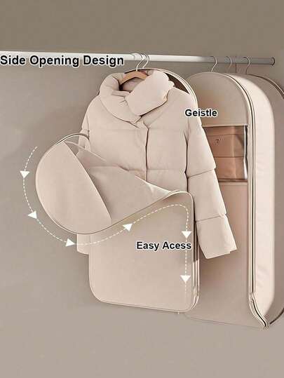 Quilted Thickened Garment Storage Bag Hanging Vacuum Closet Space Saver With Viewing Window Self-Compression Zipper Dust-Proof Reusable Bag For Down Jackets Coats Dresses Perfect For Home School Closet Organizaation Storage Essential Best Gift For Women Students Hot Item 2025,Storage Bins, Clothes Storage, Closet Organization And Storage.,Bedroom Essentials