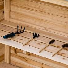 Outsunny Garden Cabinet, Plant Stand With Lower Cabinet, Wood, Equipment Cabinet With 2 Insertable Shelves, Equipment Shed, Garden Shed, Natural On Site - 1 - View 7