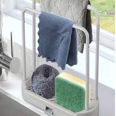 1pc Kitchen Sink Tray Organizer, Suitable For Sponges, Dish Cloths, Rags, Brushes, Scrubbers Storage And Arrangement, Kitchen Storage & Organization , Racks & Holders