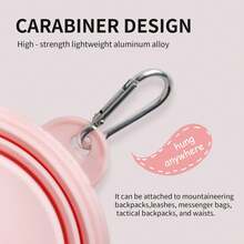 1PC Macaron Collapsible Dog Bowl - Portable Pet Travel Food & Water Dish For Hiking/Camping/Outdoor, Non-Slip Silicone Feeder With Carabiner, Easy-Clean Foldable Puppy Bowls - 顏色隨機(1件) - 查看 5