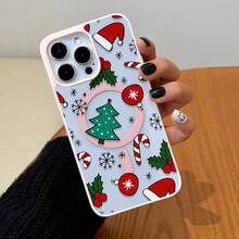 Funda navideña para phone 17 Pro Max (1 unidad), diseño de árbol, sencilla y elegante, con imán, compatible con los modelos 11/12/13/14/15/16/17//Pro/Plus/Pro y S22/223/824/S25/Ultra/FE, y compatible con carga inalámbrica. Ideal para regalar a amigos, también se puede usar en ocasiones especiales como Año Nuevo, San Valentín, etc. - Rosa - Ver 6